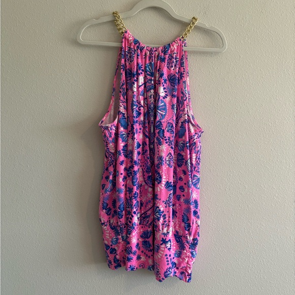 Lilly Pulitzer Bowen Halter Top Tank Havana Pink Turtle Tidepool Women’s XL - Picture 2 of 8